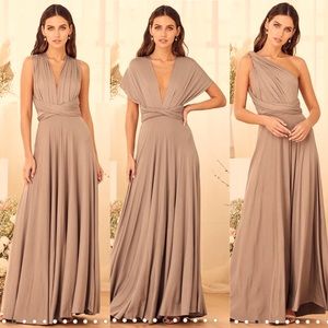 LULUS Multi Style Wrap Maxi Dress TAUPE / LARGE